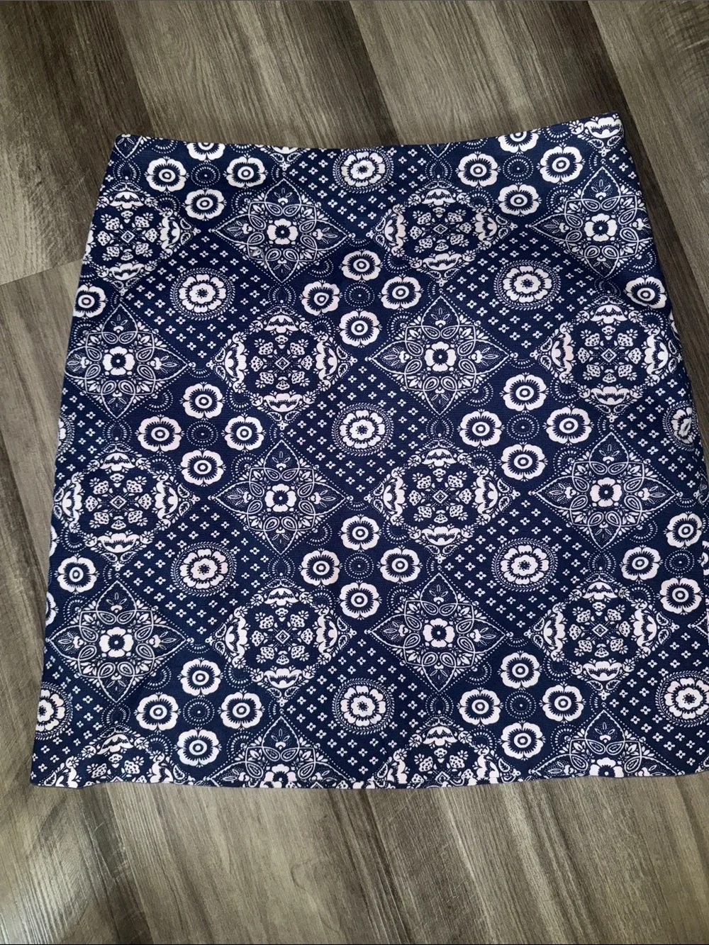 Talbots Straight Pencil Skirt Women's 6 petite Navy Geometric Lined work wear